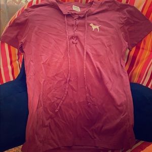 Vs pink lace front tee